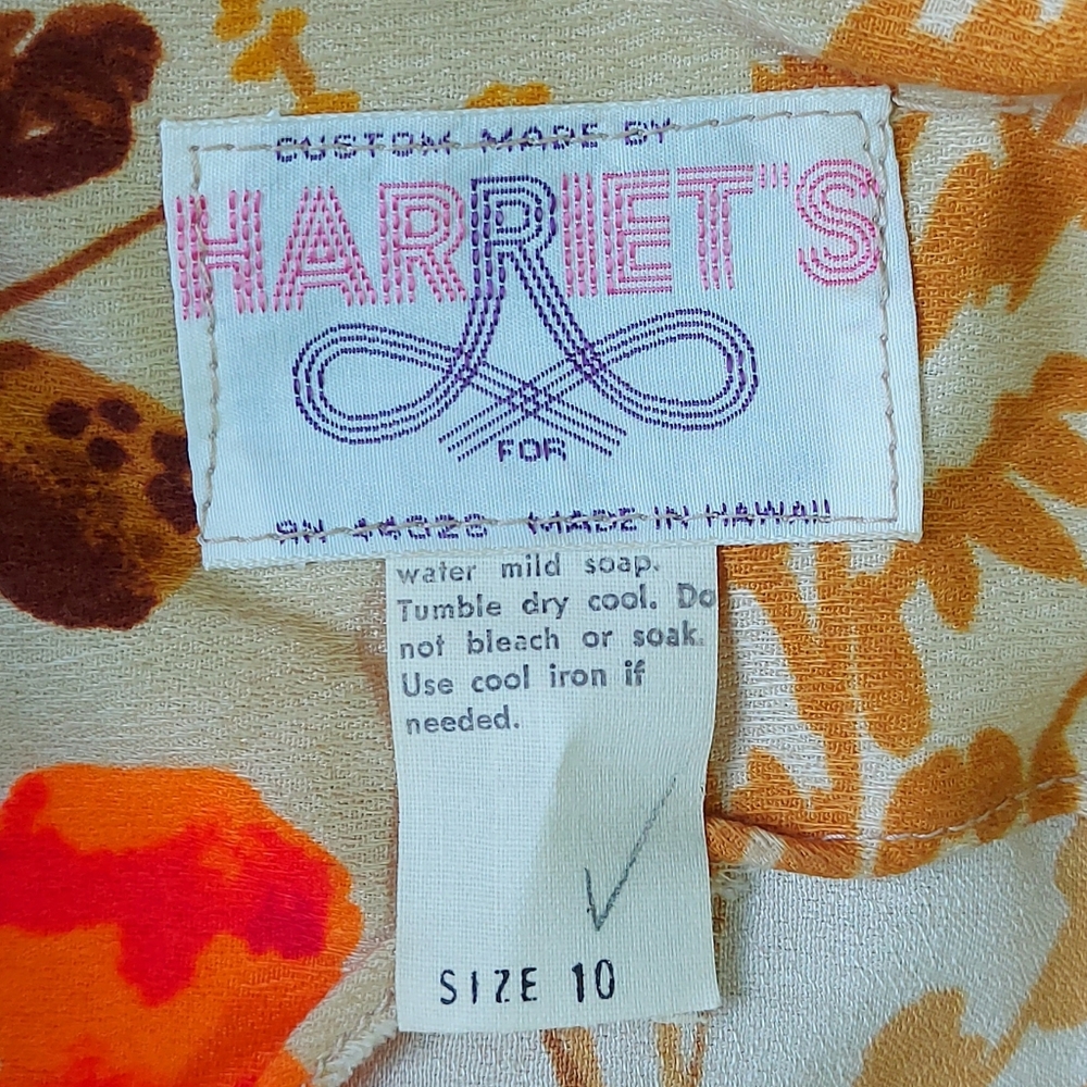 Vintage 1970s Harriet Hawaiian Empire Waist Sleeveless Floral Maxi Dress Size 10 - Picture 5 of 9